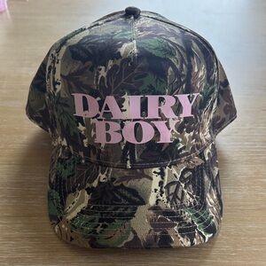 Dairy Boy Camo Kids Hat with Pink Lettering